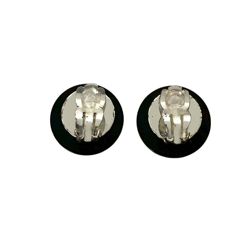 CHANEL Vintage Black Logo Earrings - Picture 5 of 6